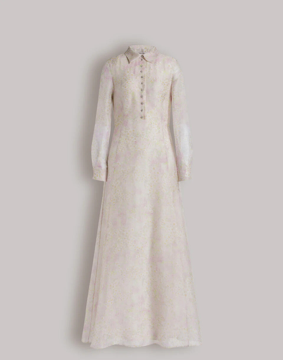 ABF-A0447 FLORAL CHIFFON SHIRT DRESS