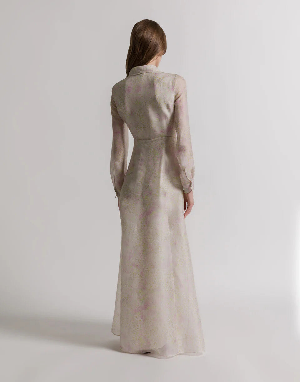 ABF-A0447 FLORAL CHIFFON SHIRT DRESS