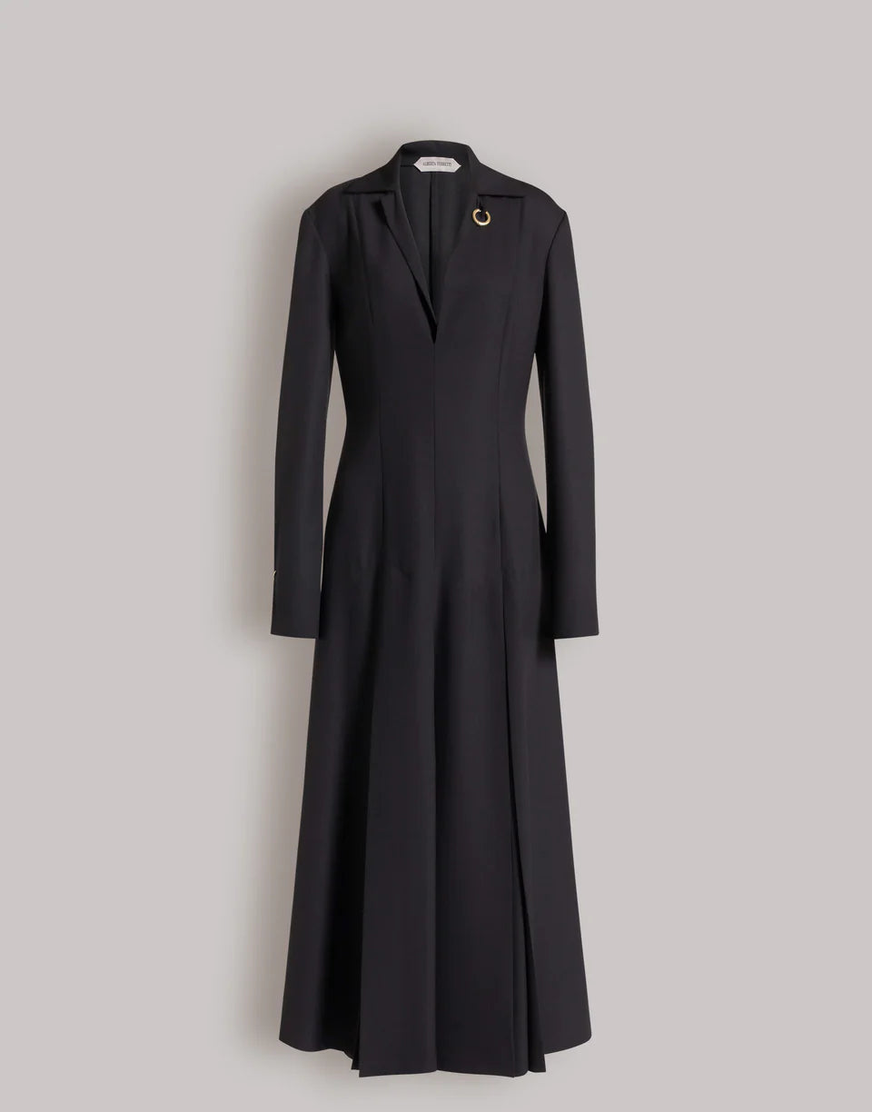 ABF-A0448 BLACK PLEATED BLAZER DRESS