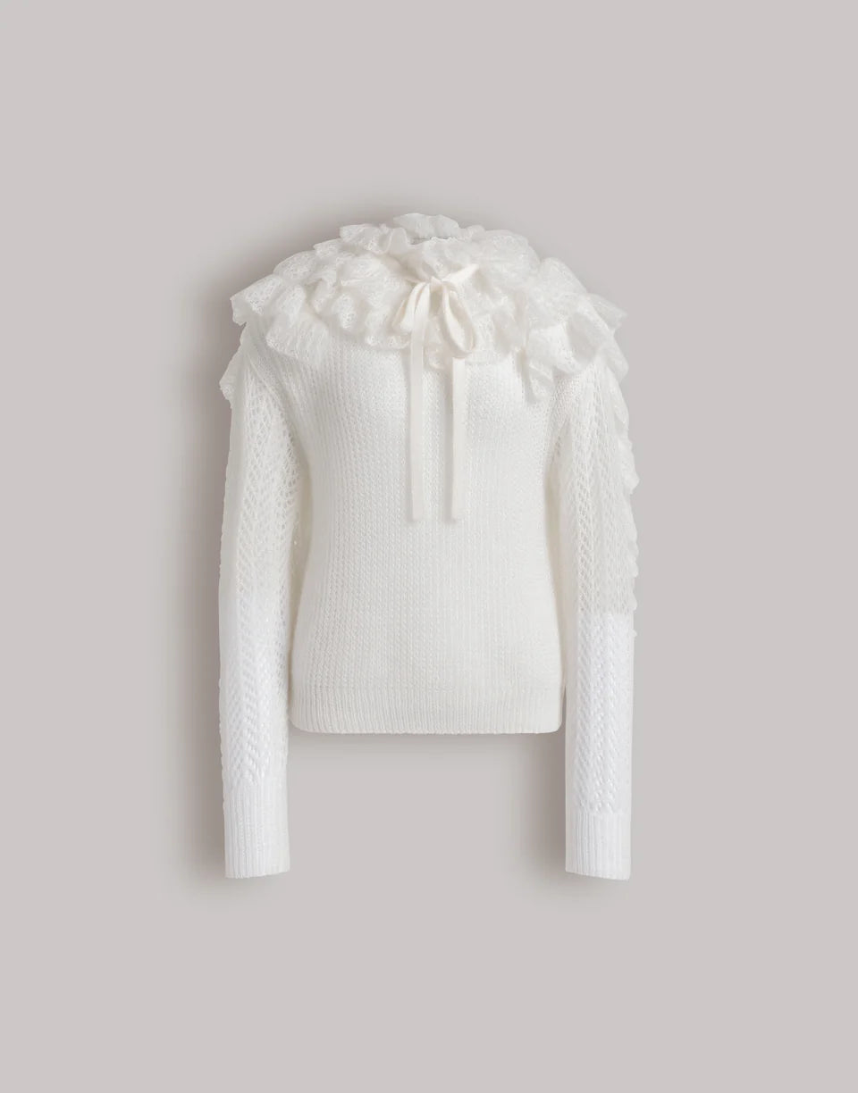 ABF-V0924 IVORY KNIT RUFFLE TOP