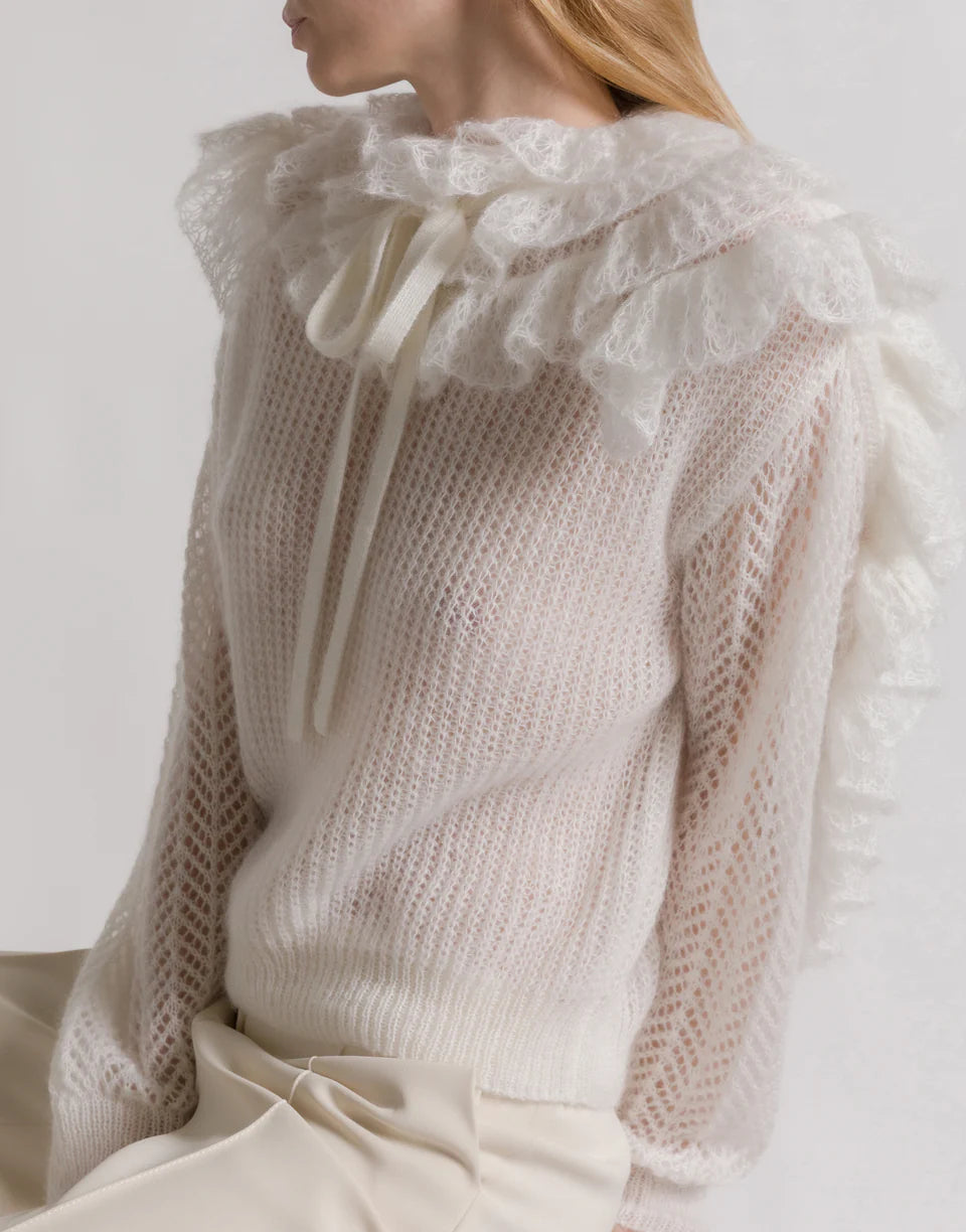 ABF-V0924 IVORY KNIT RUFFLE TOP