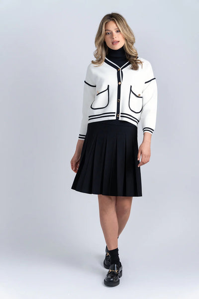 ALZ-J419 BLACK&IVORY CARDIGAN