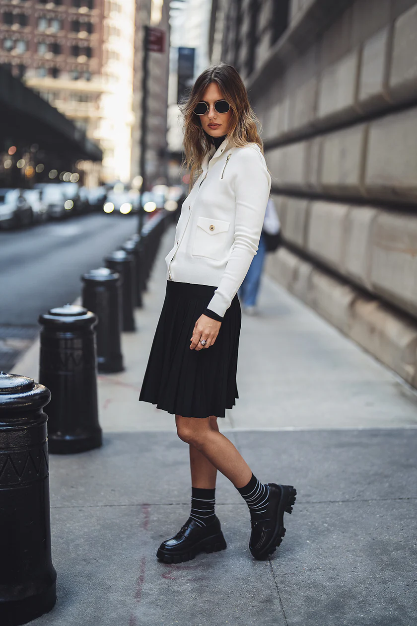 ALZ-T485 IVORY KNIT HIGH NECK JACKET