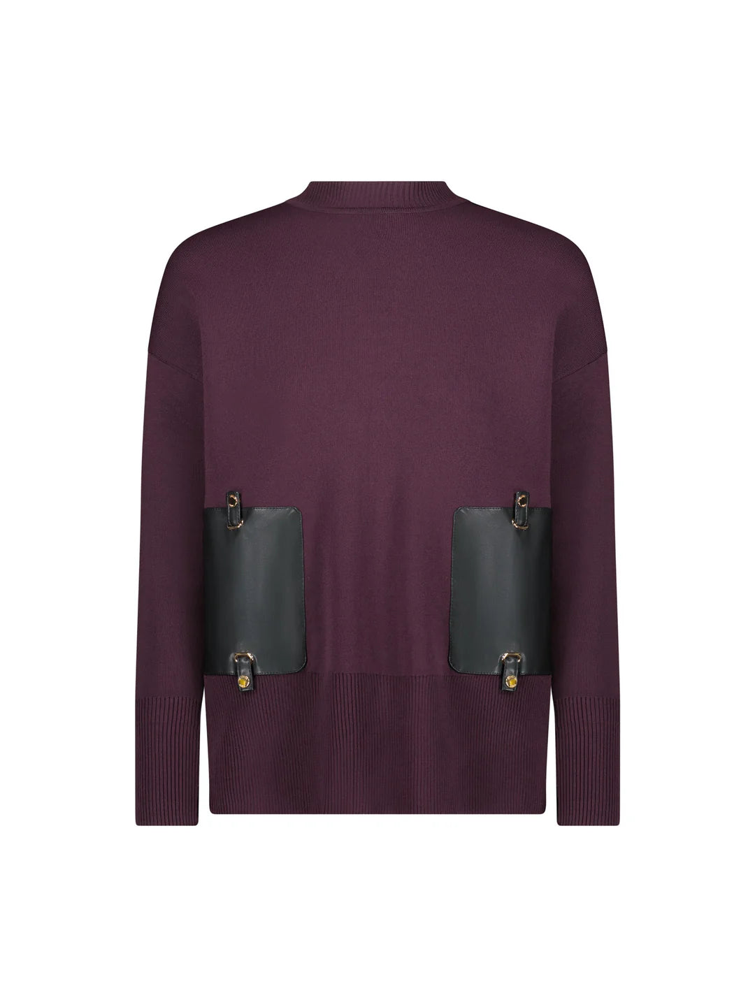 ALZ-T413 PLUM LEATHER POCKET TOP