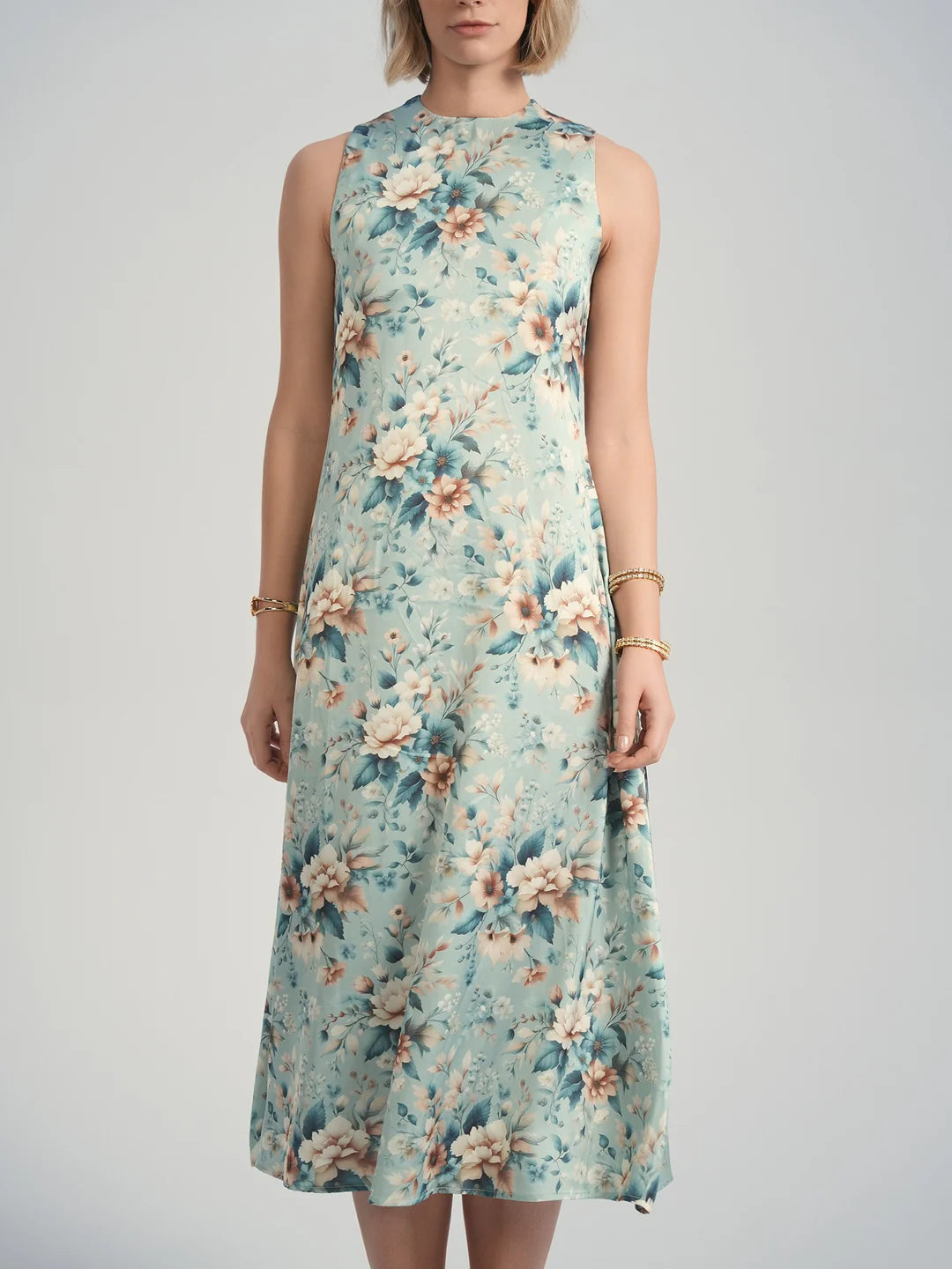 ALZ-D875 BLUE FLORAL SLIP DRESS