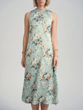 ALZ-D875 BLUE FLORAL SLIP DRESS