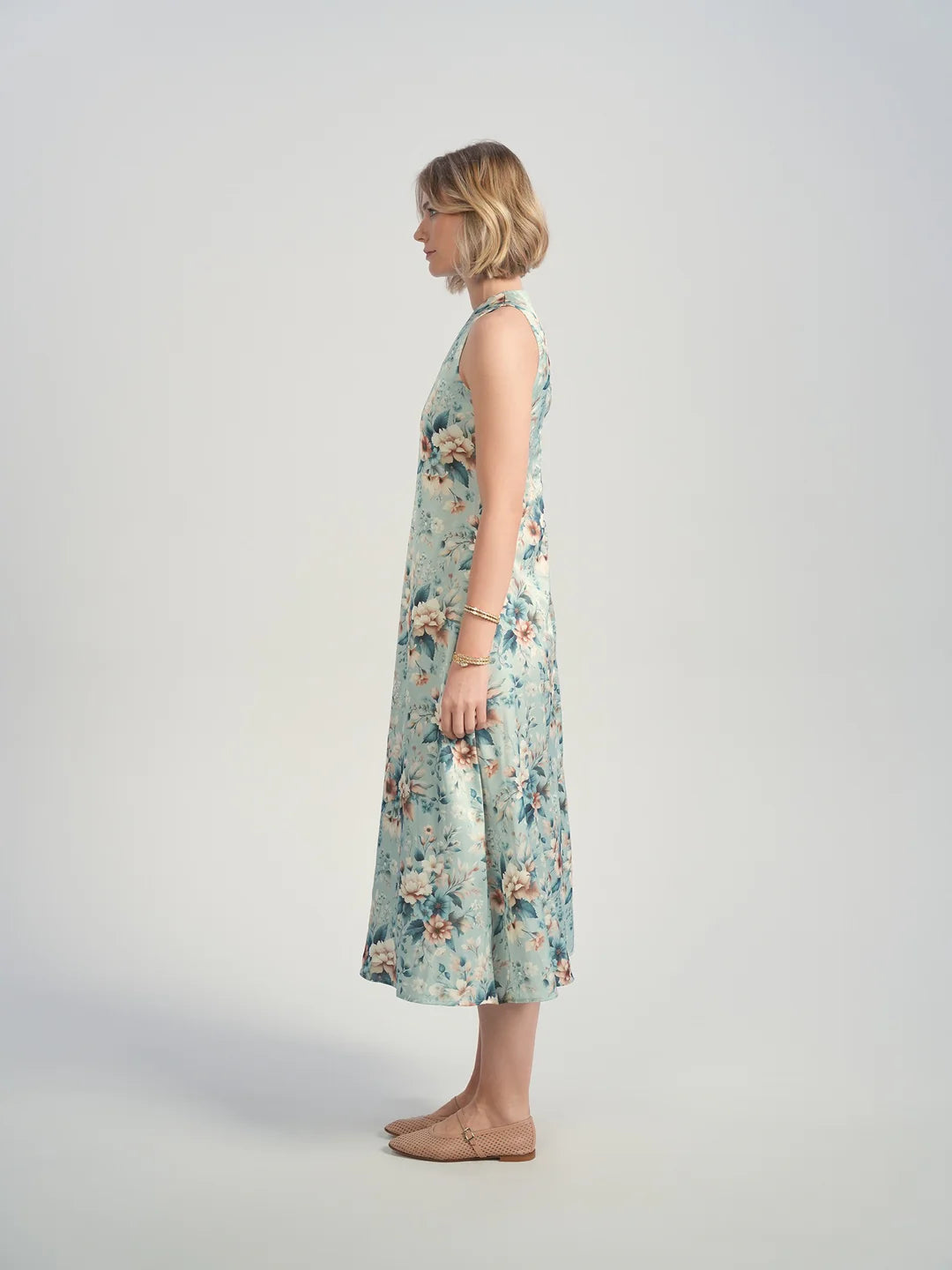 ALZ-D875 BLUE FLORAL SLIP DRESS