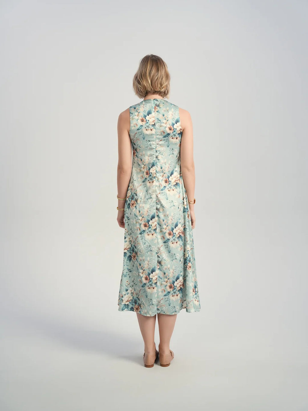 ALZ-D875 BLUE FLORAL SLIP DRESS