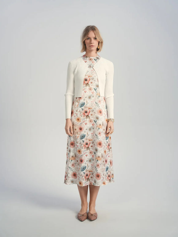 ALZ-D871 PINK&BLUE FLORAL SLIP DRESS