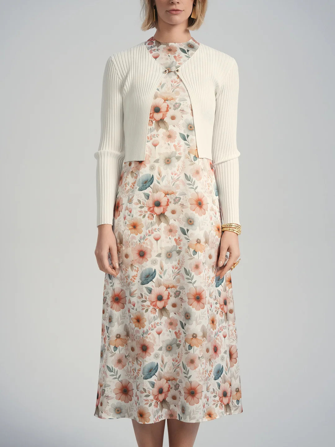 ALZ-D871 PINK&BLUE FLORAL SLIP DRESS