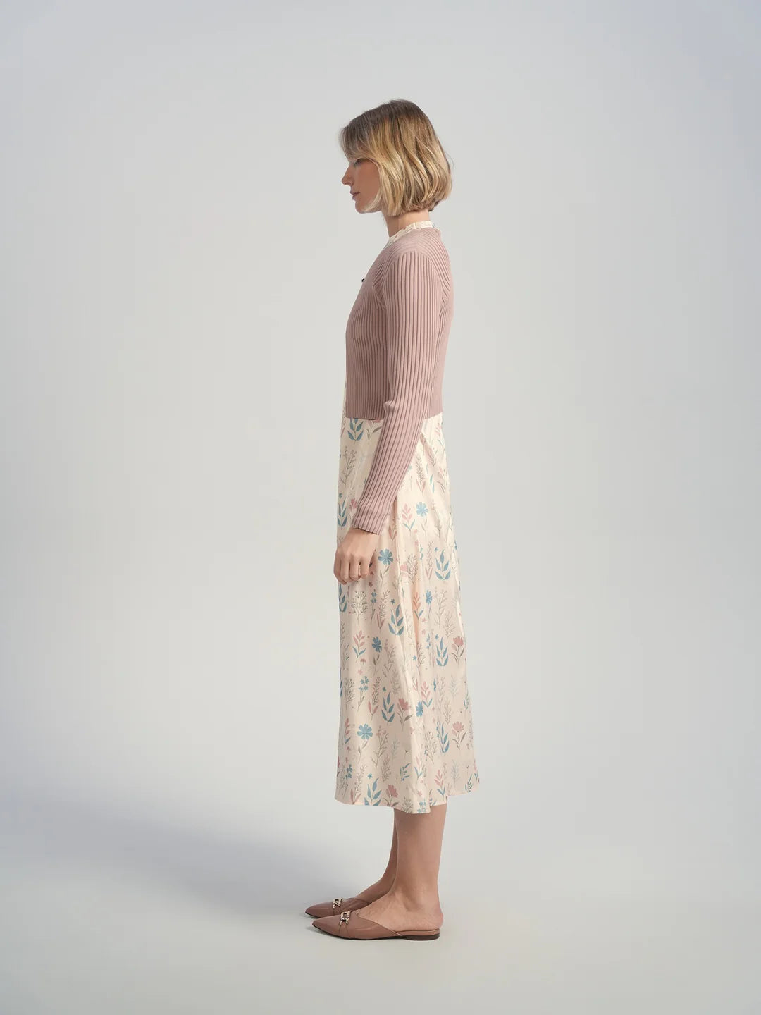 ALZ-D874 DUSTY PINK&BLUE FLORAL SLIP DRESS