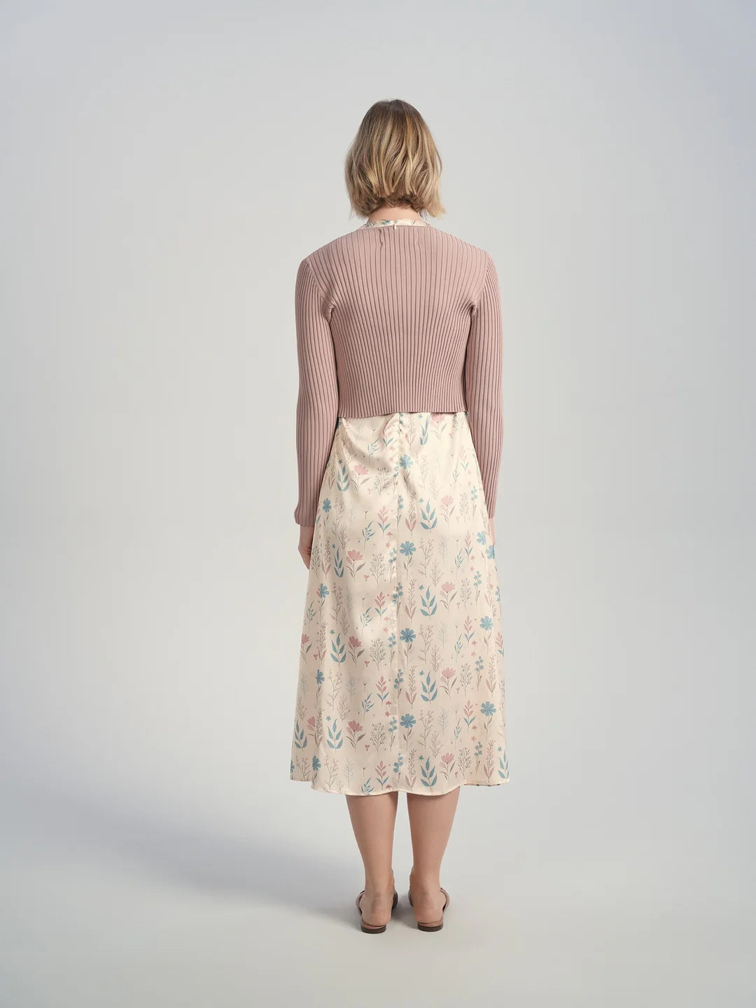 ALZ-D874 DUSTY PINK&BLUE FLORAL SLIP DRESS