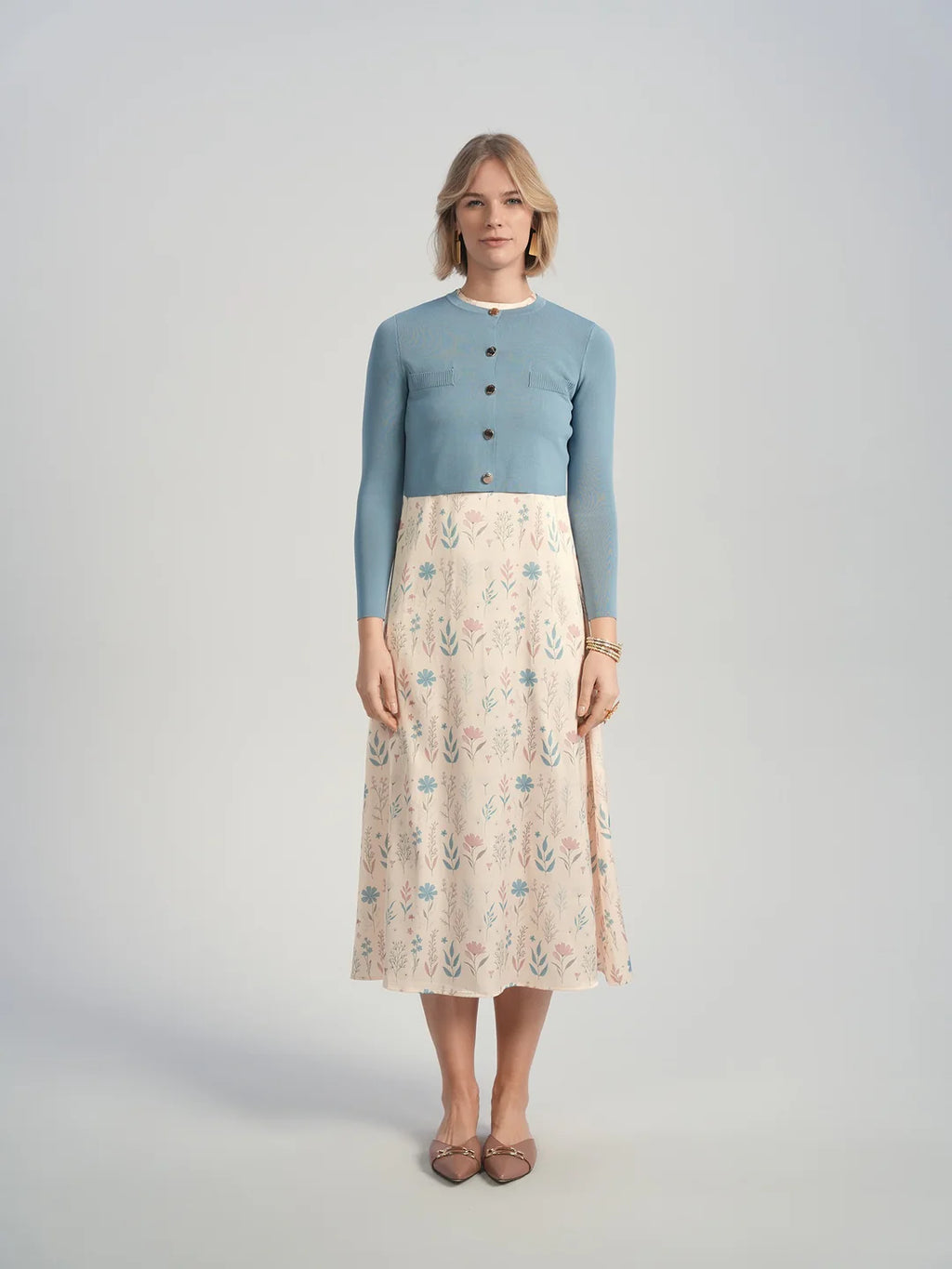 ALZ-T598 DUSTY BLUE CROPPED CARDIGAN