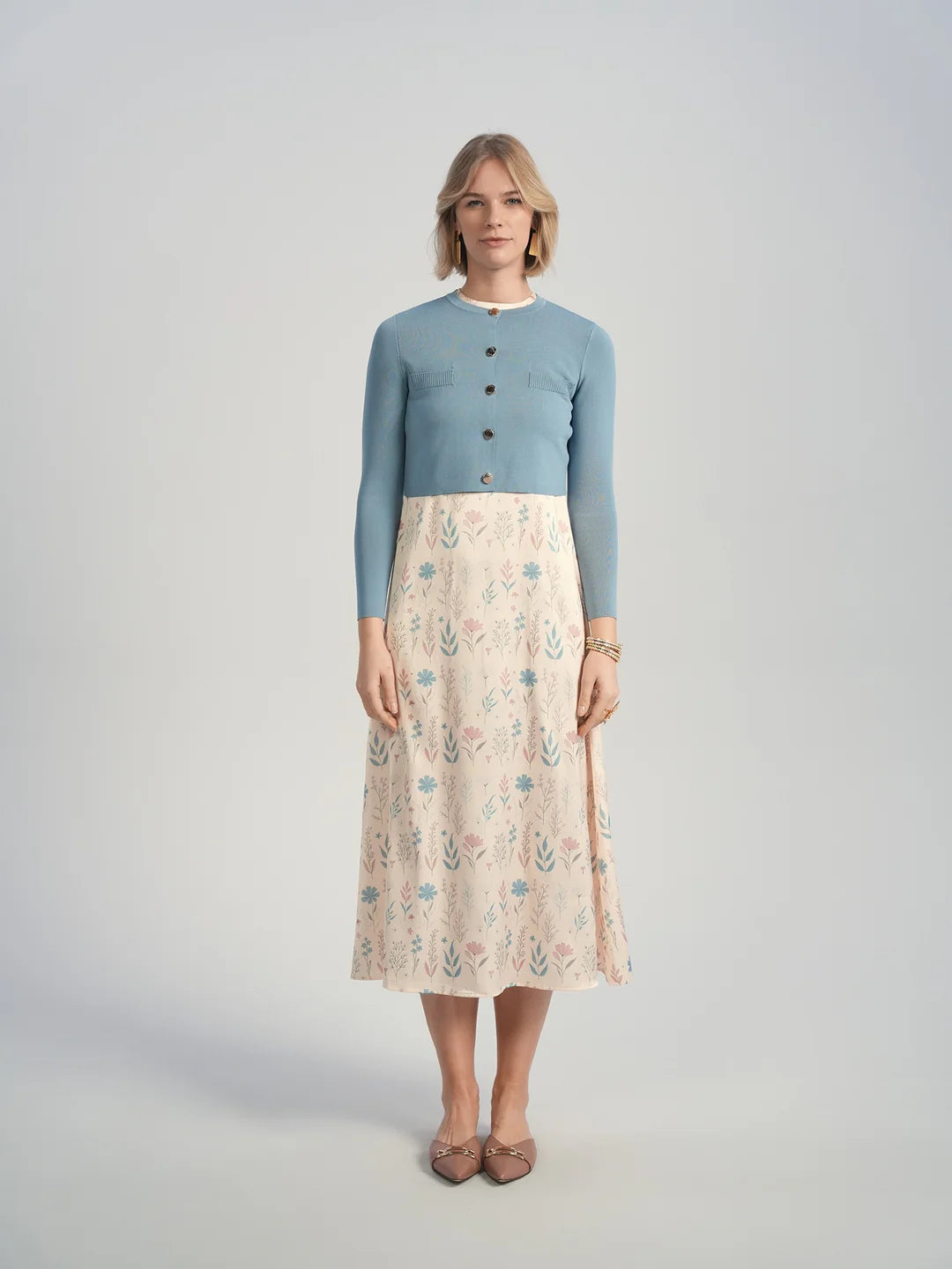 ALZ-T598 DUSTY BLUE CROPPED CARDIGAN