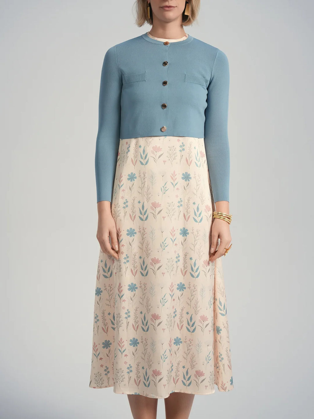 ALZ-T598 DUSTY BLUE CROPPED CARDIGAN