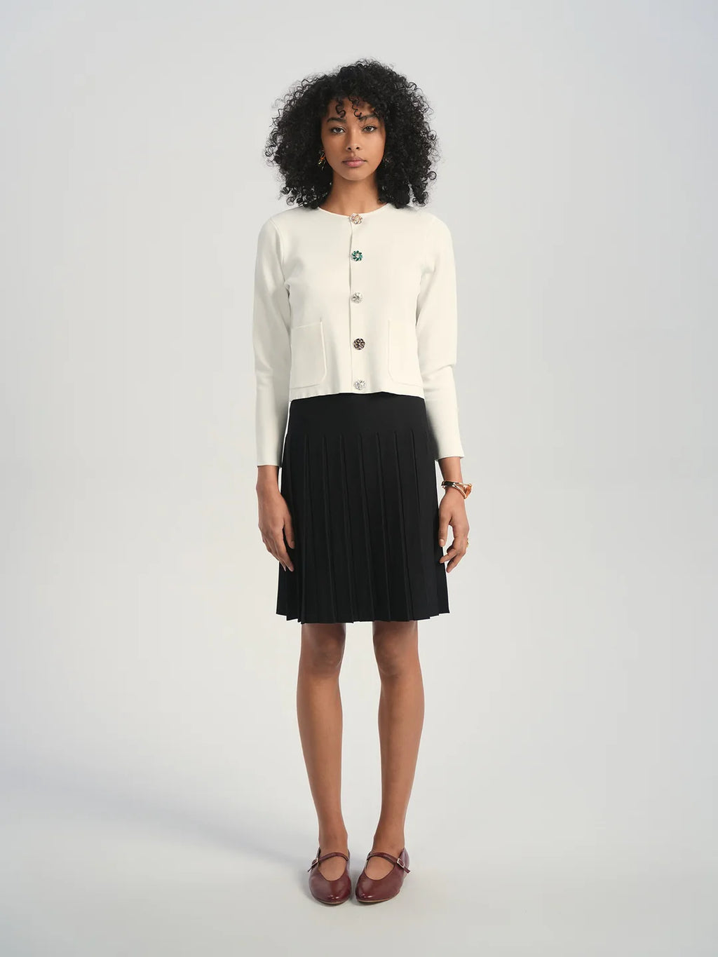 ALZ-T557 IVORY BRIELLE STONES CARDIGAN