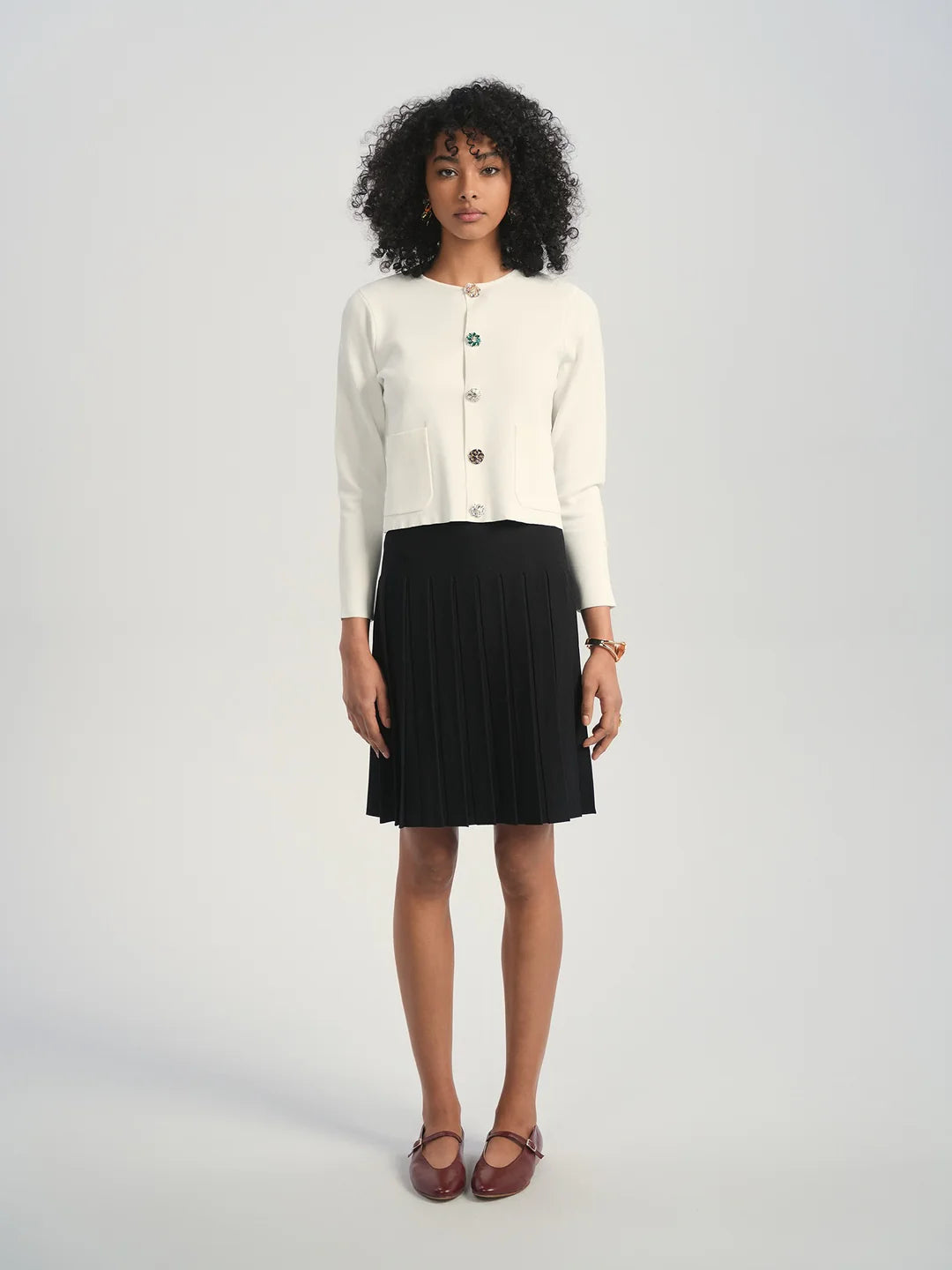ALZ-T557 IVORY BRIELLE STONES CARDIGAN