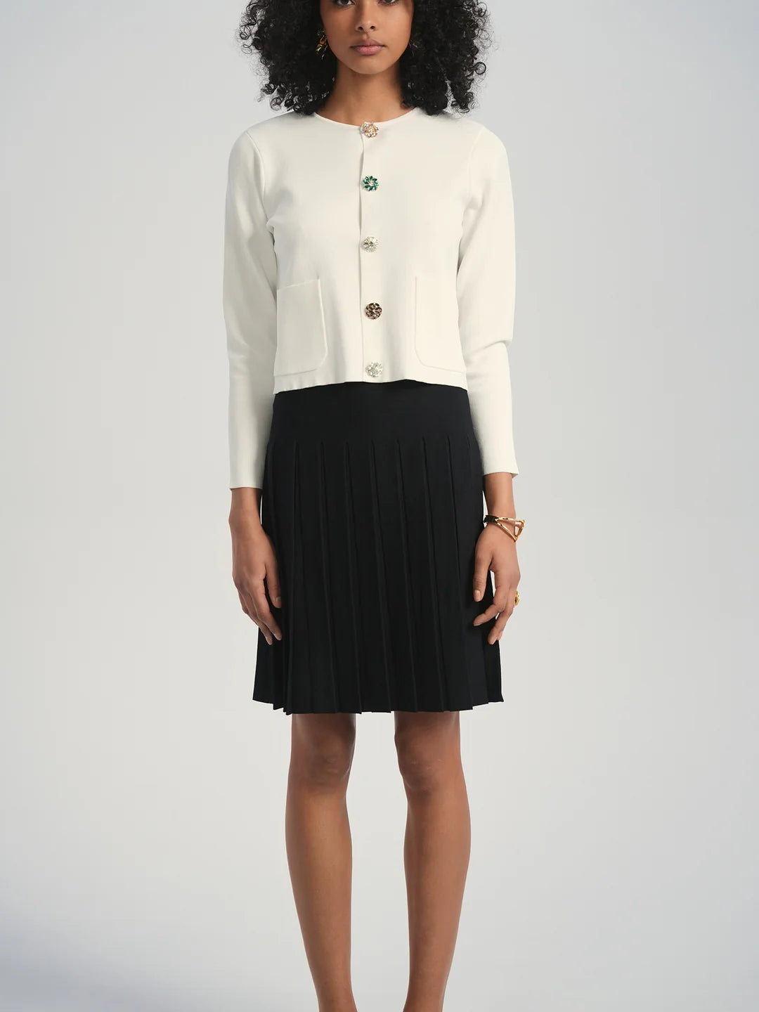 ALZ-T557 IVORY BRIELLE STONES CARDIGAN