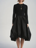 ALZ-D818 BLACK CELETE KNIT BUBBLE DRESS