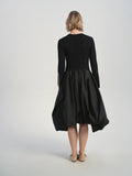 ALZ-D818 BLACK CELETE KNIT BUBBLE DRESS