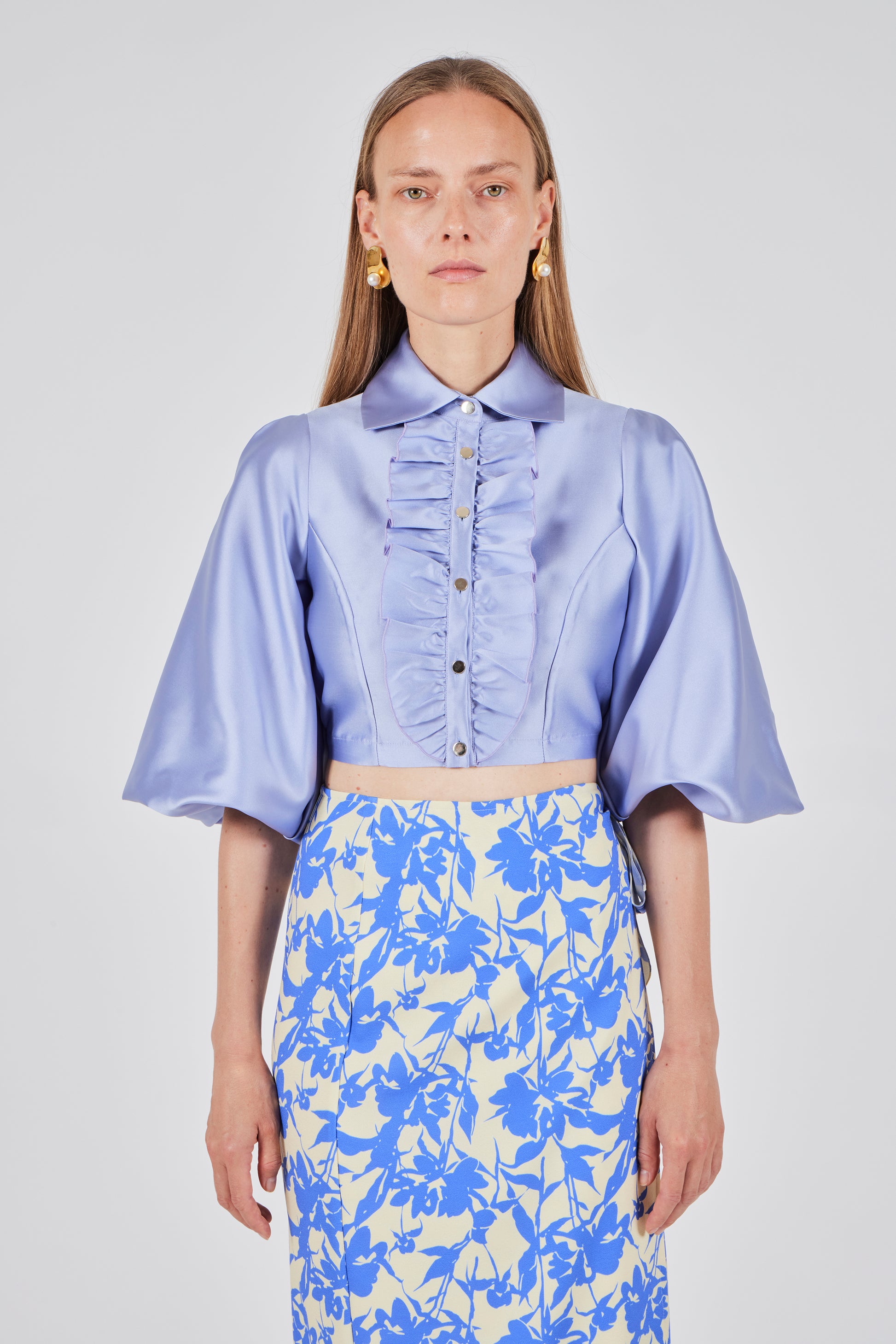 COTE BLUE TAFFETA BLOUSE