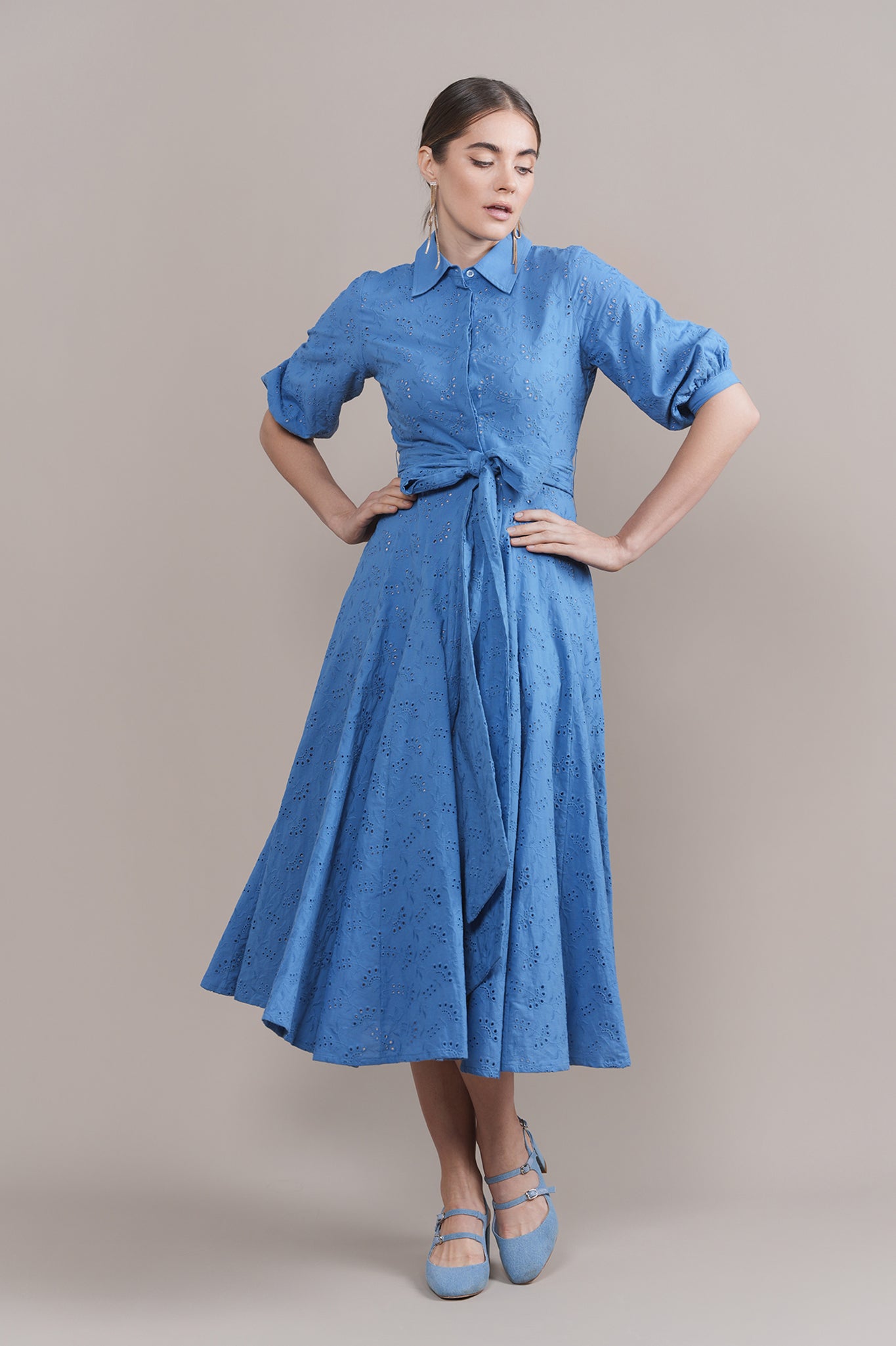 APP-S24-440 BLUE MIDI DRESS