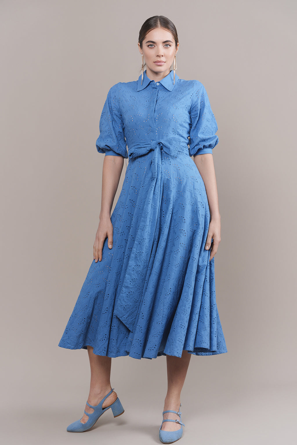 Blue broderie dress