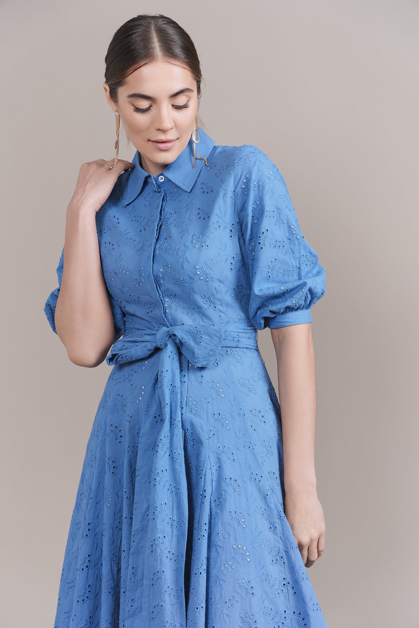 APP-S24-440 BLUE MIDI DRESS
