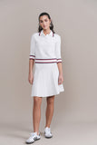 APP-24-521 WHITE&RED KNIT POLO TOP