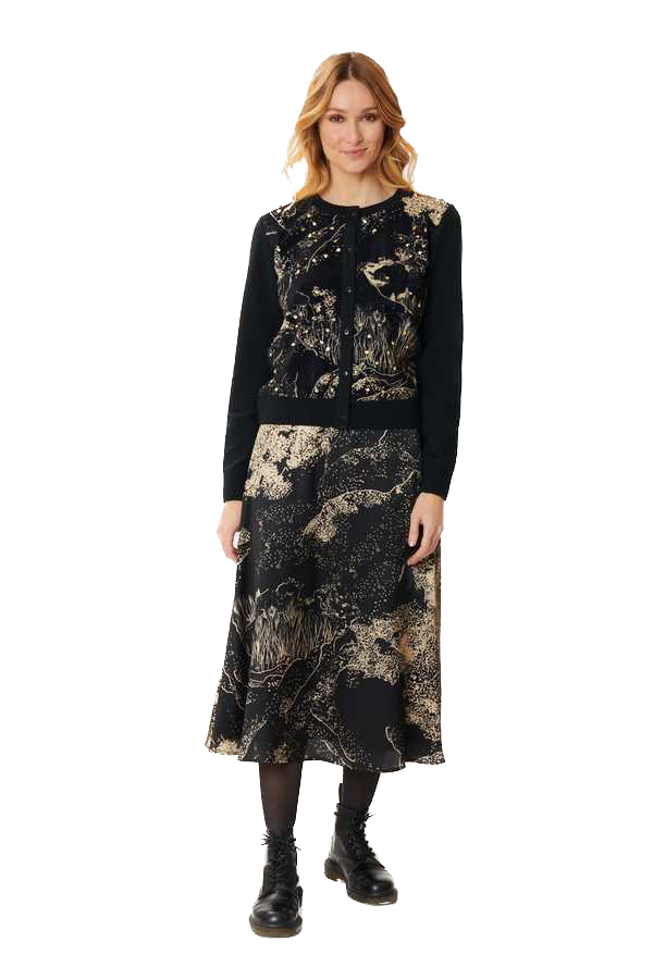 DRY-A345027 BLACK&BEIGE CARDIGAN