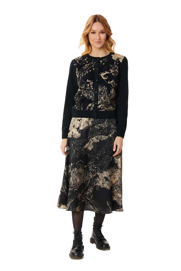 DRY-A345027 BLACK&BEIGE CARDIGAN