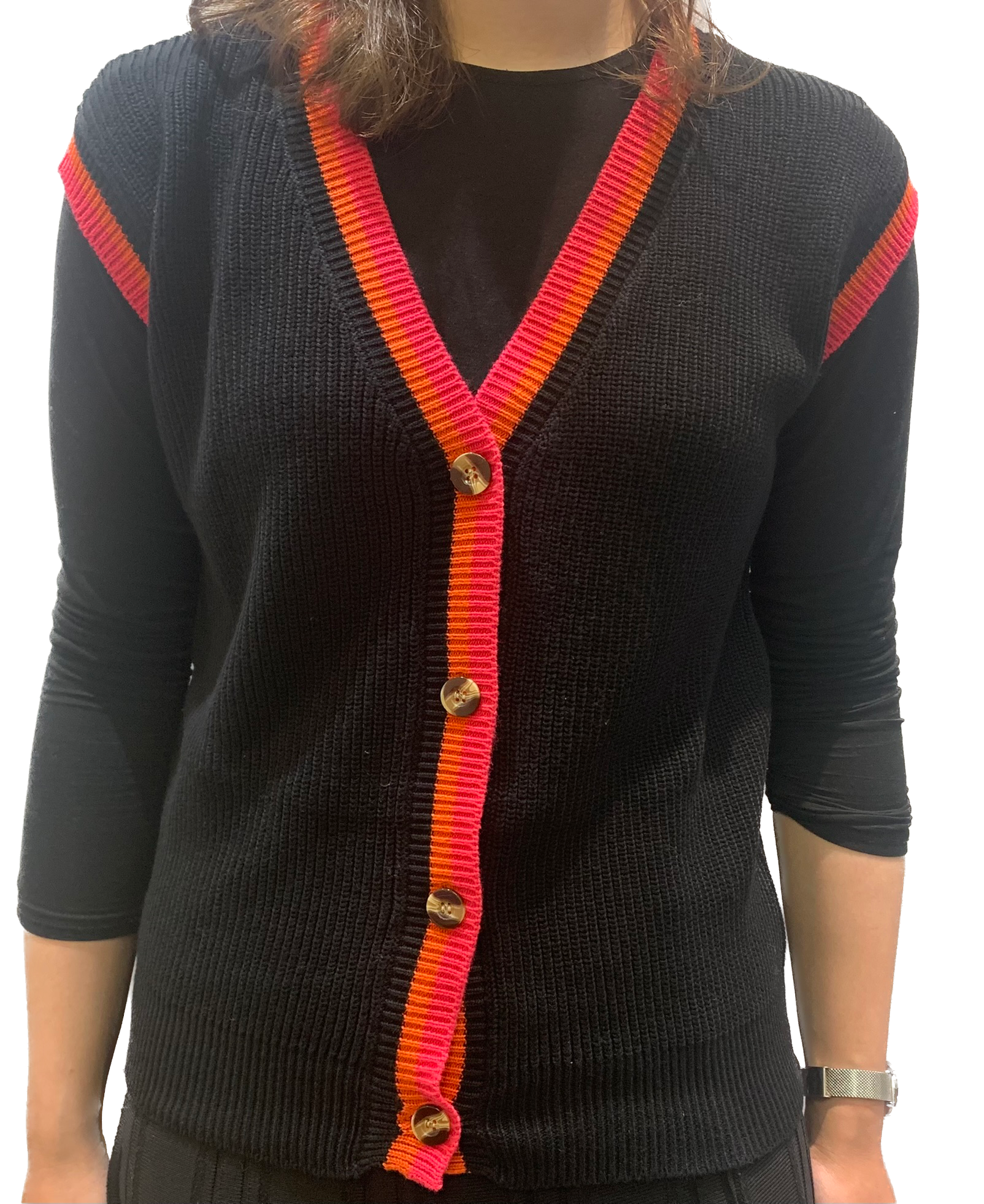 PDE-SWF0624 BLACK&ORANGE CARDIGAN