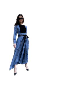 NOI-H4043 BLUE ZODIAC PRINT DRESS