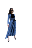 NOI-H4043 BLUE ZODIAC PRINT DRESS