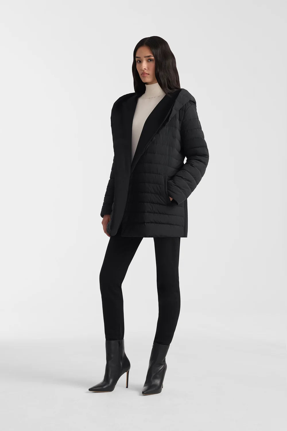 MKG-BETHANY BLACK REVERIBLE WOOL COAT