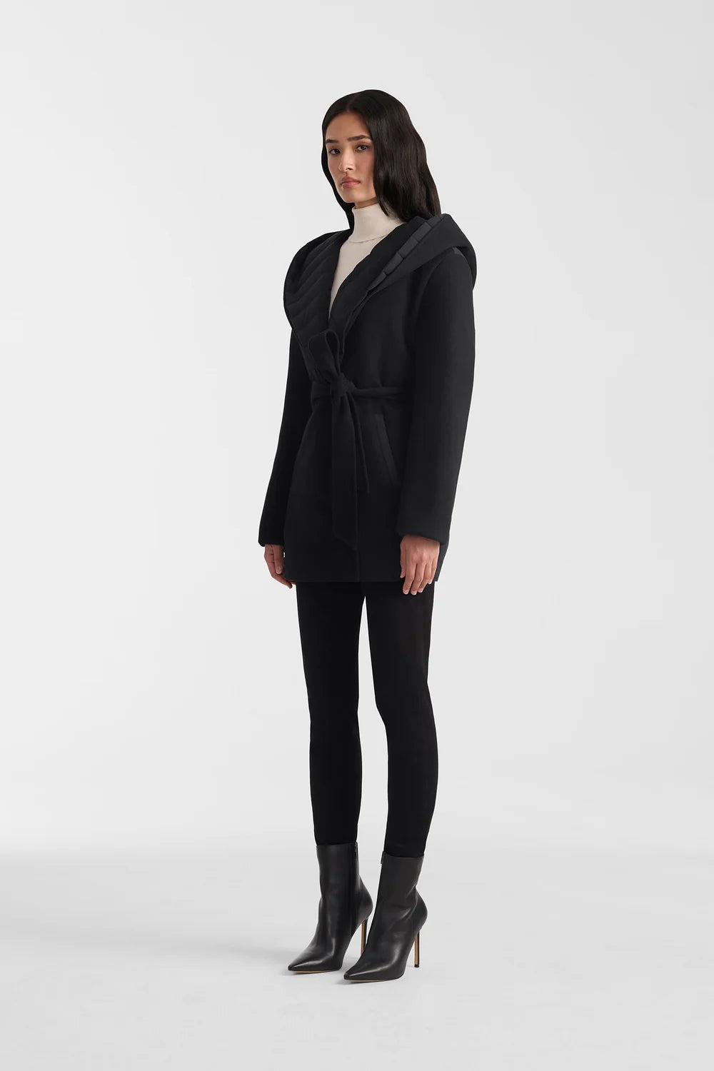 MKG-BETHANY BLACK REVERIBLE WOOL COAT