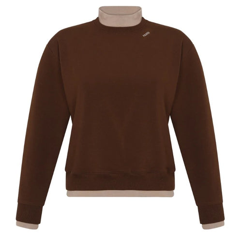 PAR-T474 MOCHA MOCK NECK SWEATSHIRT