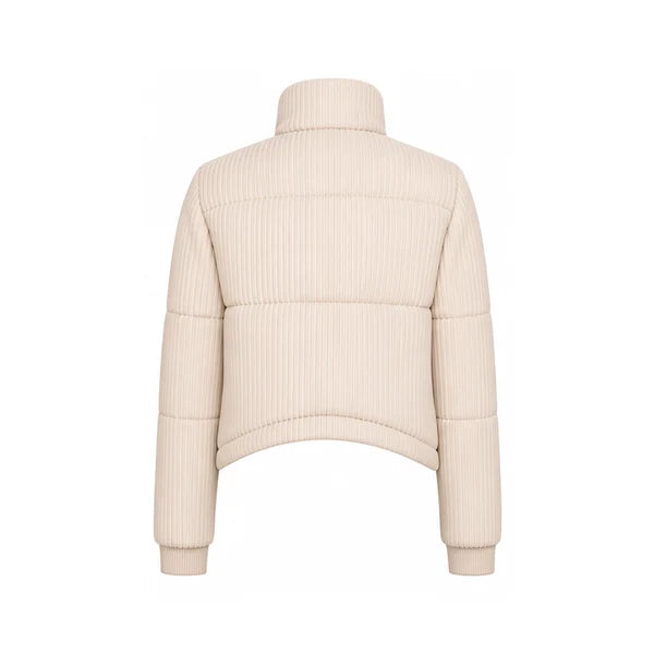 ARB-1426 BEIGE RIB LEATHER JACKET