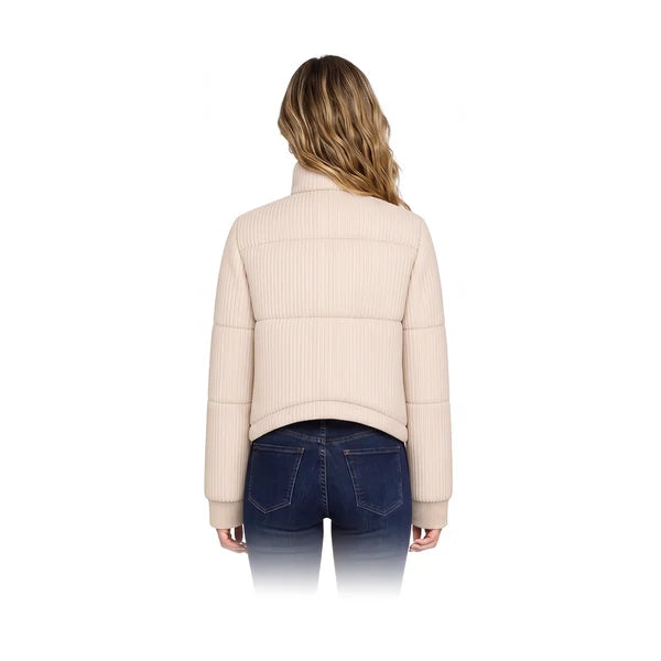 ARB-1426 BEIGE RIB LEATHER JACKET