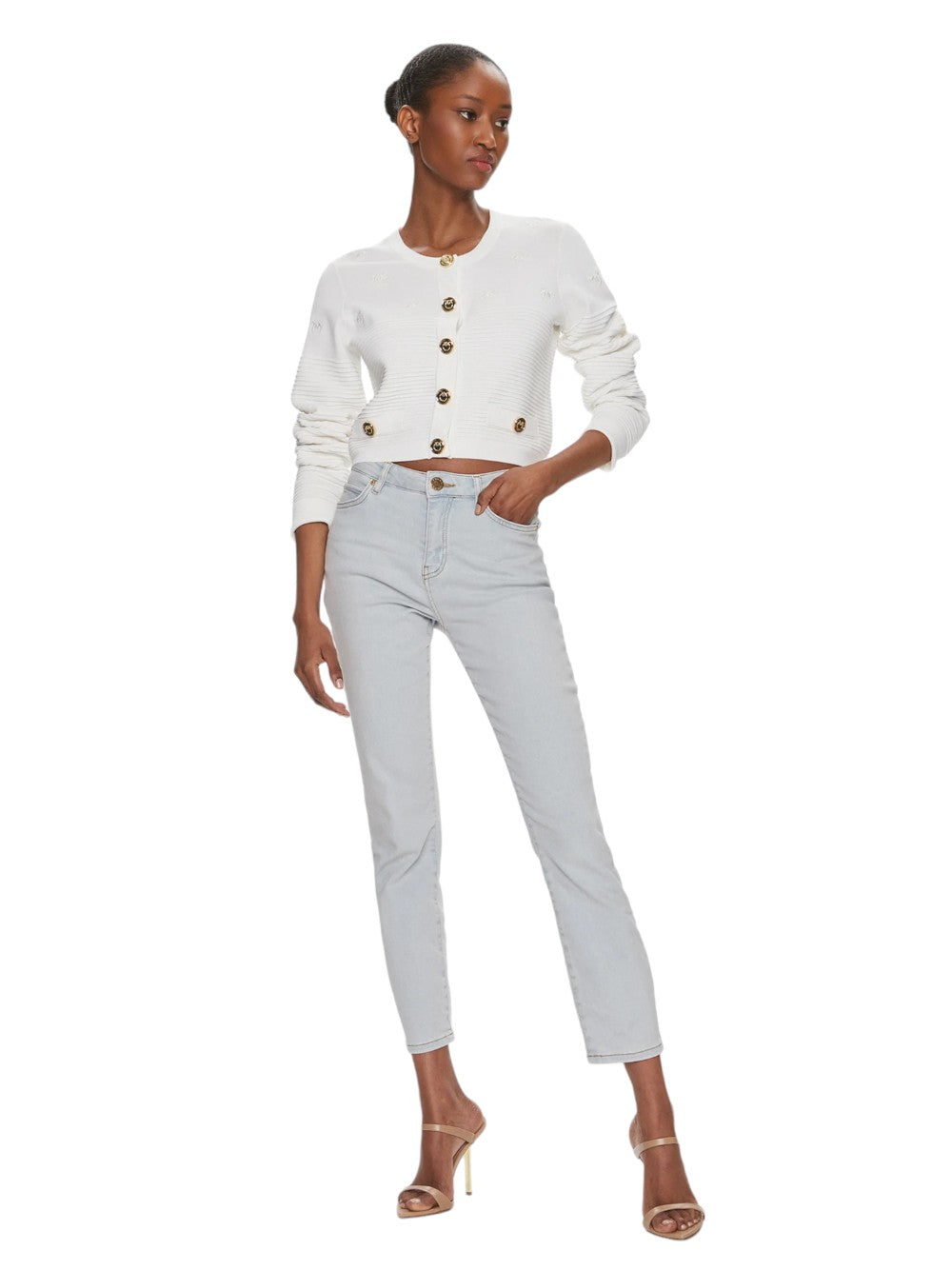 PINKO 102881 CILIEGIO WHITE CARDIGAN