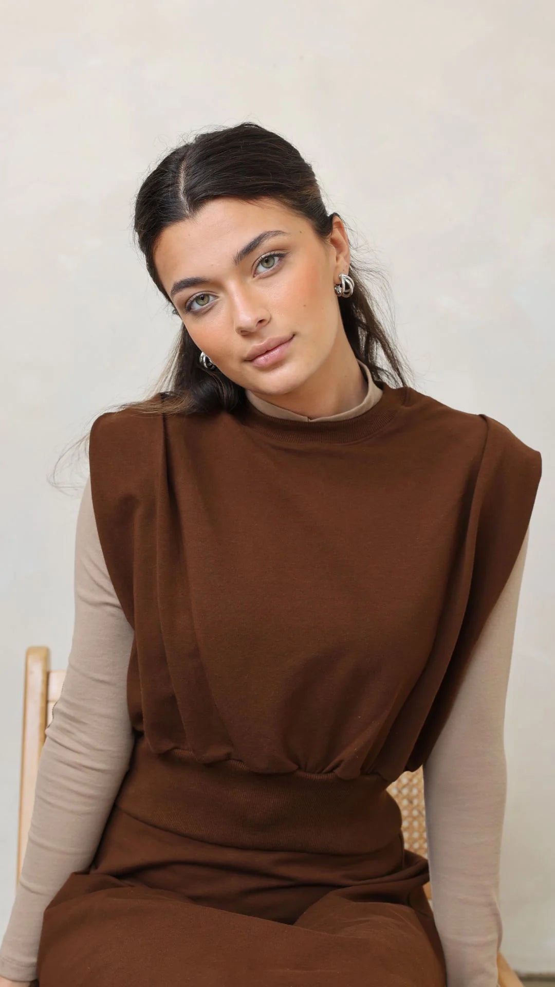 PAR-T495 MOCHA FRENCH TERRY VEST