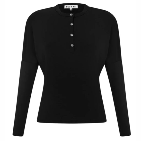 PARNI-T400 BLACK RHINESTONE DOLMAN TOP