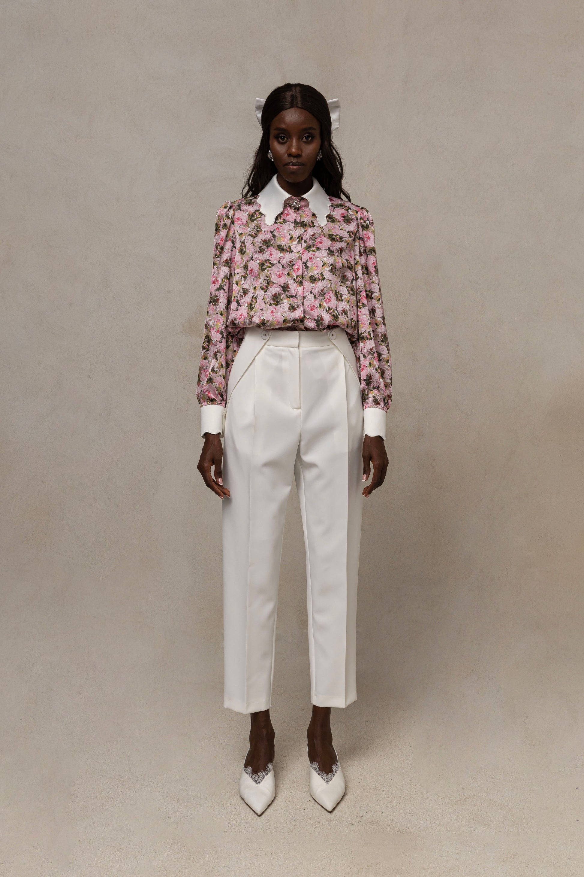 NIS-C15672 PINK PRINT COLLAR BLOUSE