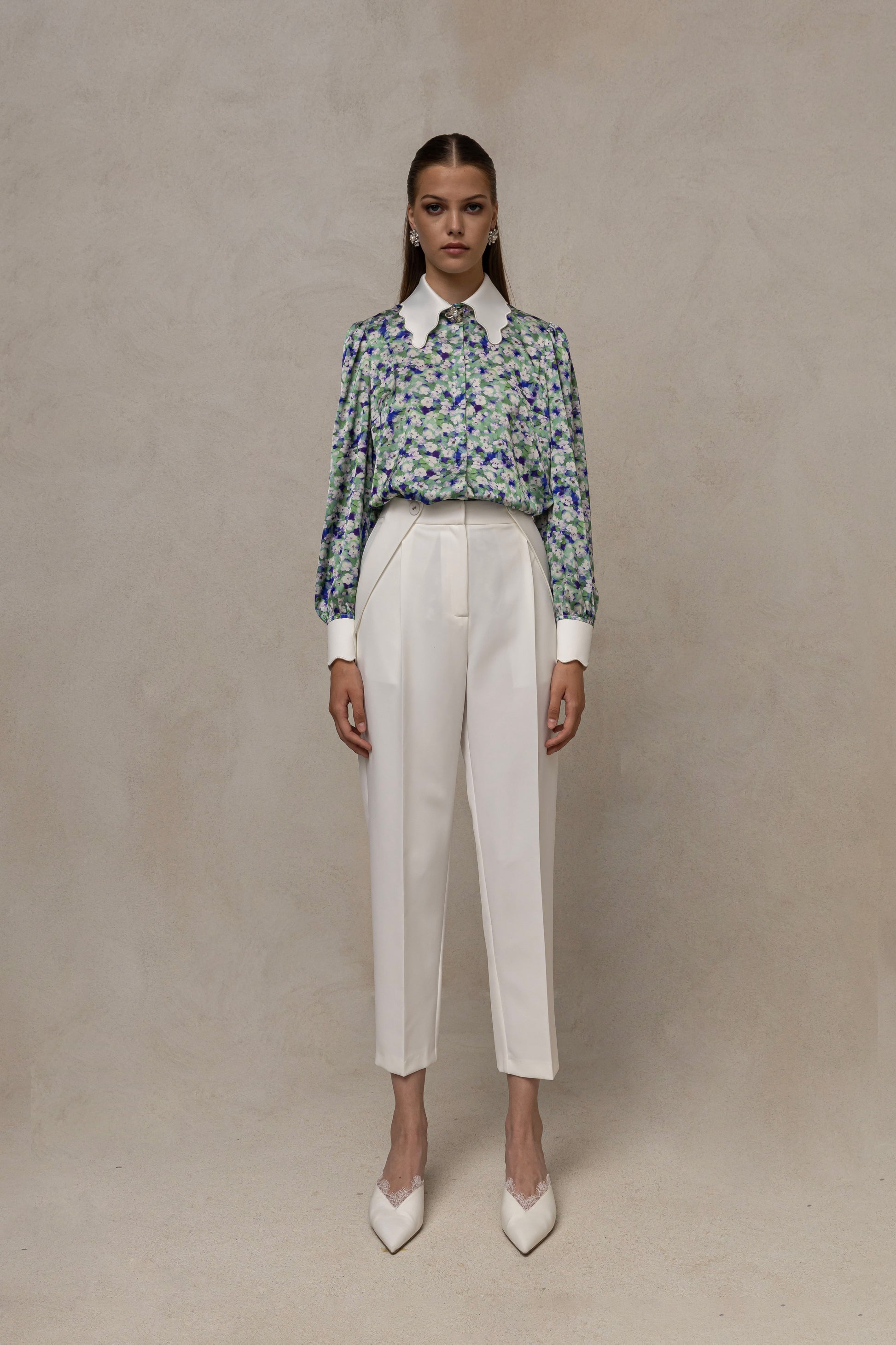 NIS-C15779 BLUE PRINT COLLAR BLOUSE