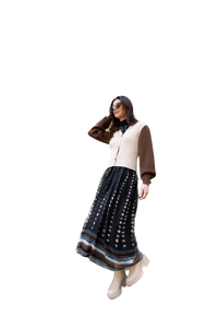 NOI-CH006 BEIGE&BROWN CARDIGAN