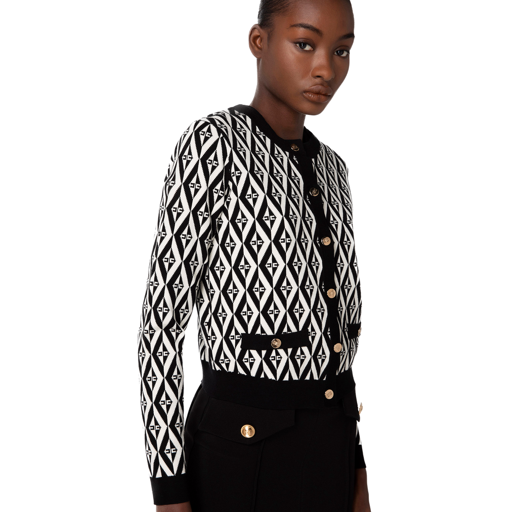 ELS-MK64B36E2 BLACK&CREAM CARDIGAN