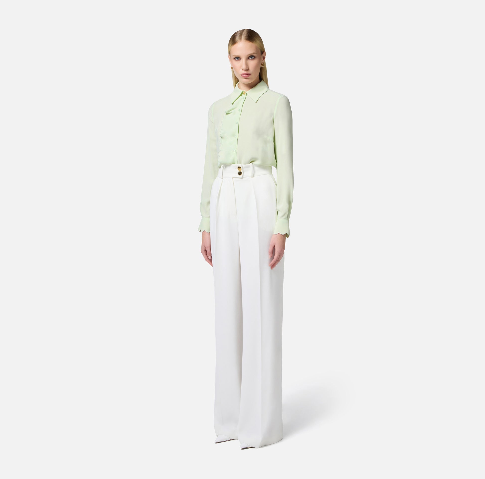ELS-CA0525 MINT SCALLOP BLOUSE