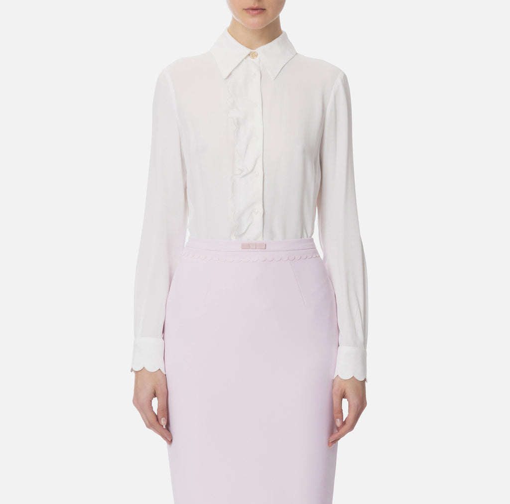 ELS-CA0525 IVORY SCALLOP BLOUSE