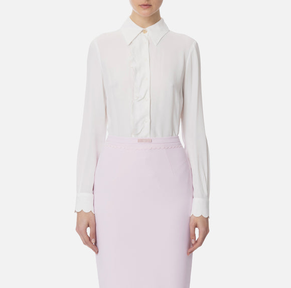 ELS-CA0525 IVORY SCALLOP BLOUSE