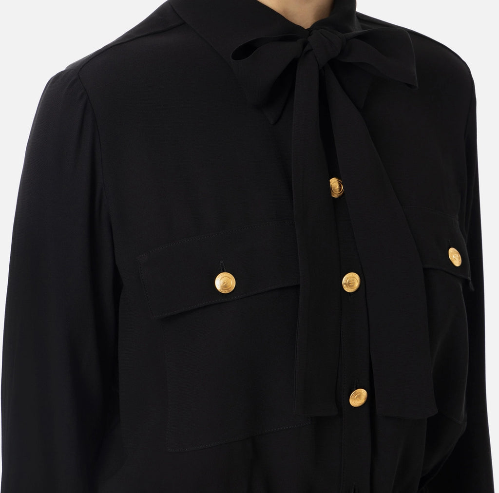 ELS-CA06146 BLACK BOW BLOUSE